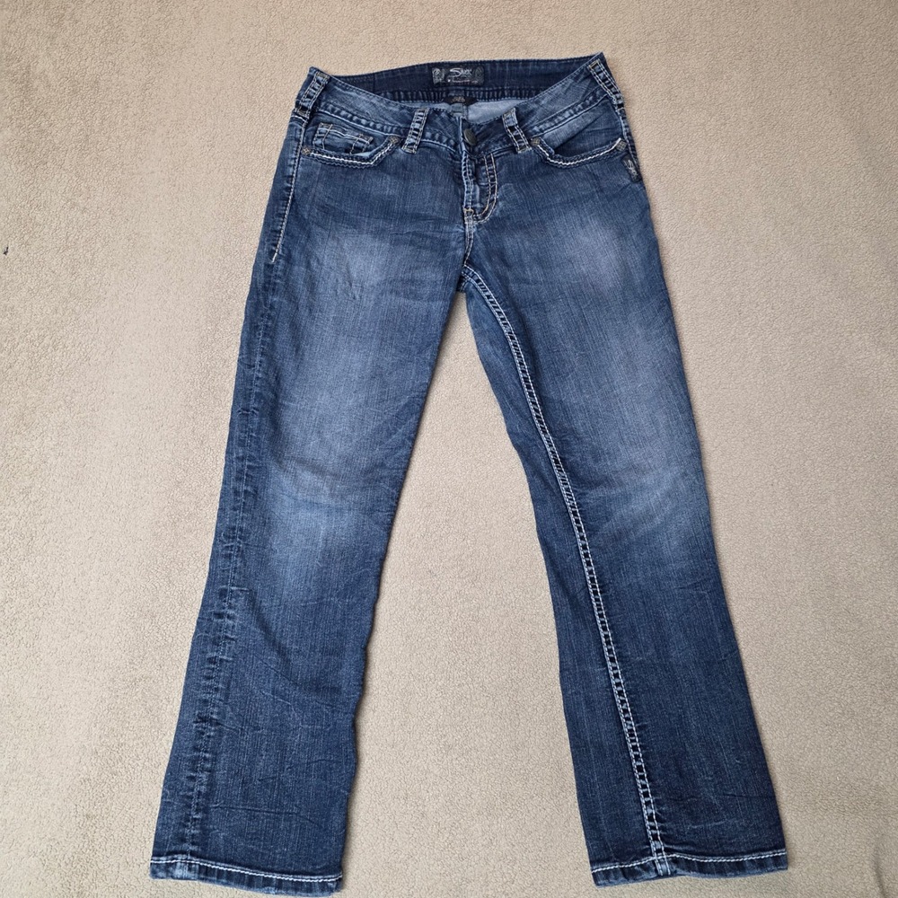 Y2K Silver Jeans Suki Capri Womens W29 Contrast Stitch Mid Rise Denim, GUC‎